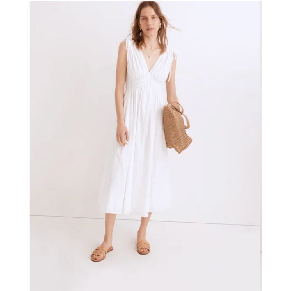 NWT Madewell Sophia in Eyelet White Smocked Midi Dress Women's Size 1X